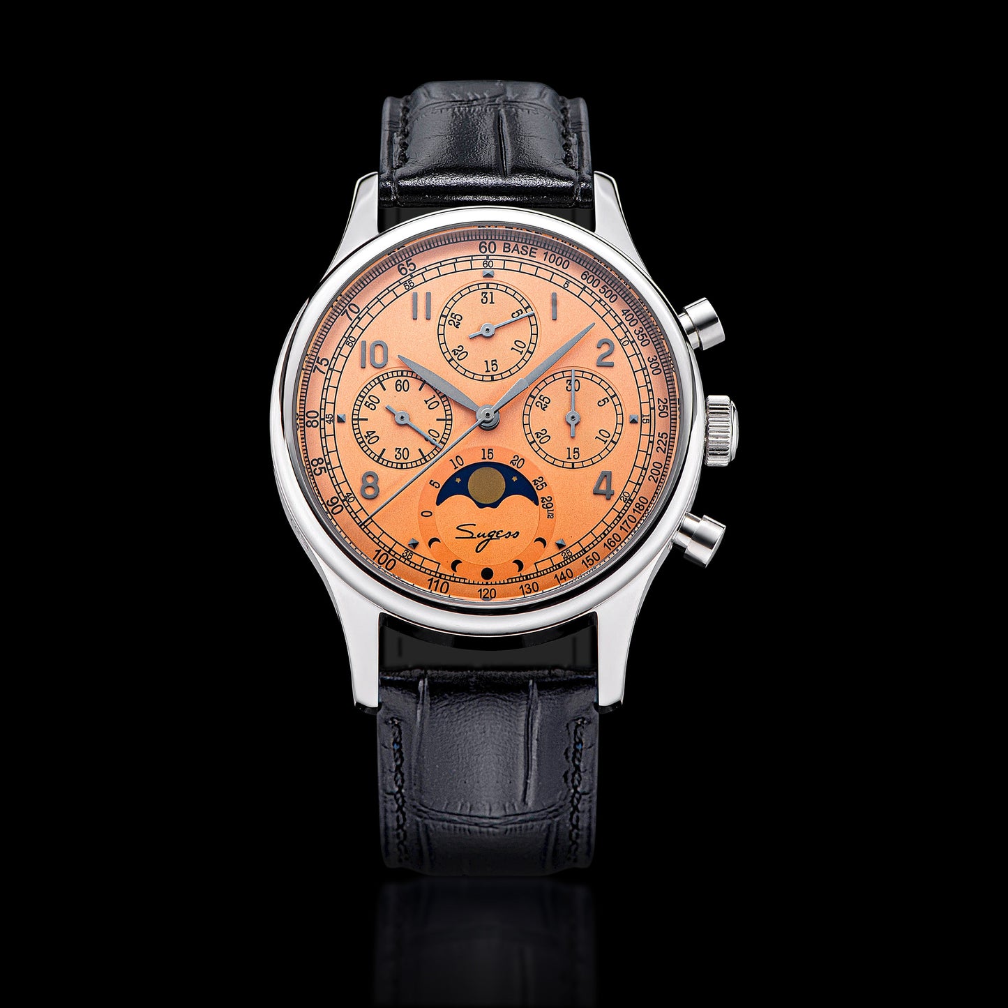 MoonPhase Master 389-2 Salmon Dial Swan Neck Regulator