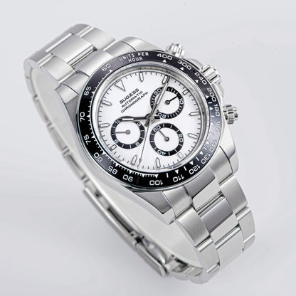 Automatic Chronograph 418-2 Ice Panda Dial Ceramic Bezel Professional