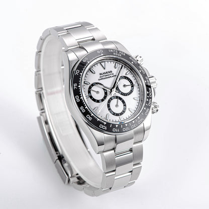 Automatic Chronograph 418-2 Ice Panda Dial Ceramic Bezel Professional