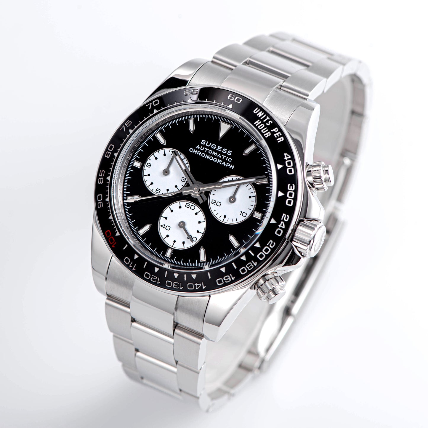 Automatic Chronograph 418-2 Ice Panda Dial Ceramic Bezel Professional