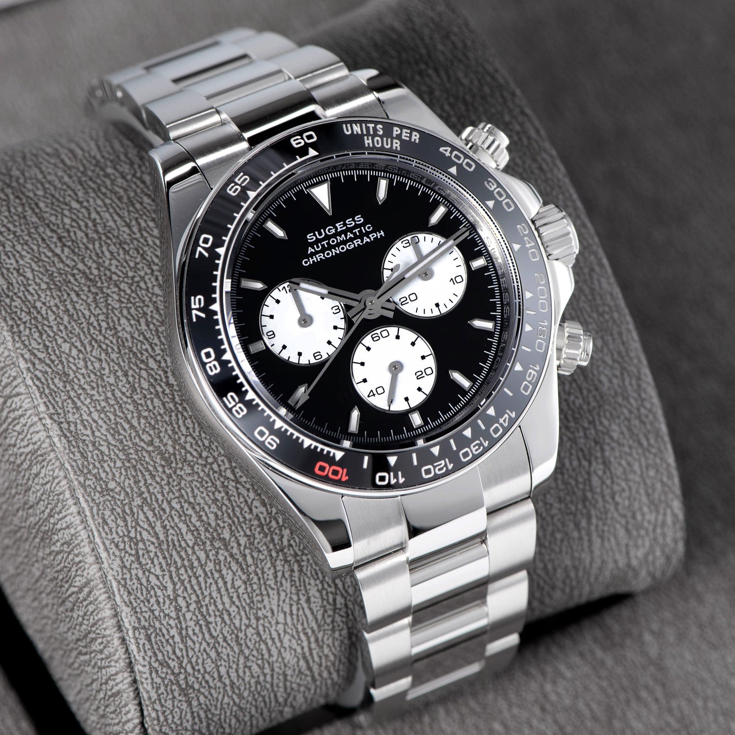 Automatic Chronograph 418-2 Black Dial Ceramic Bezel Professional