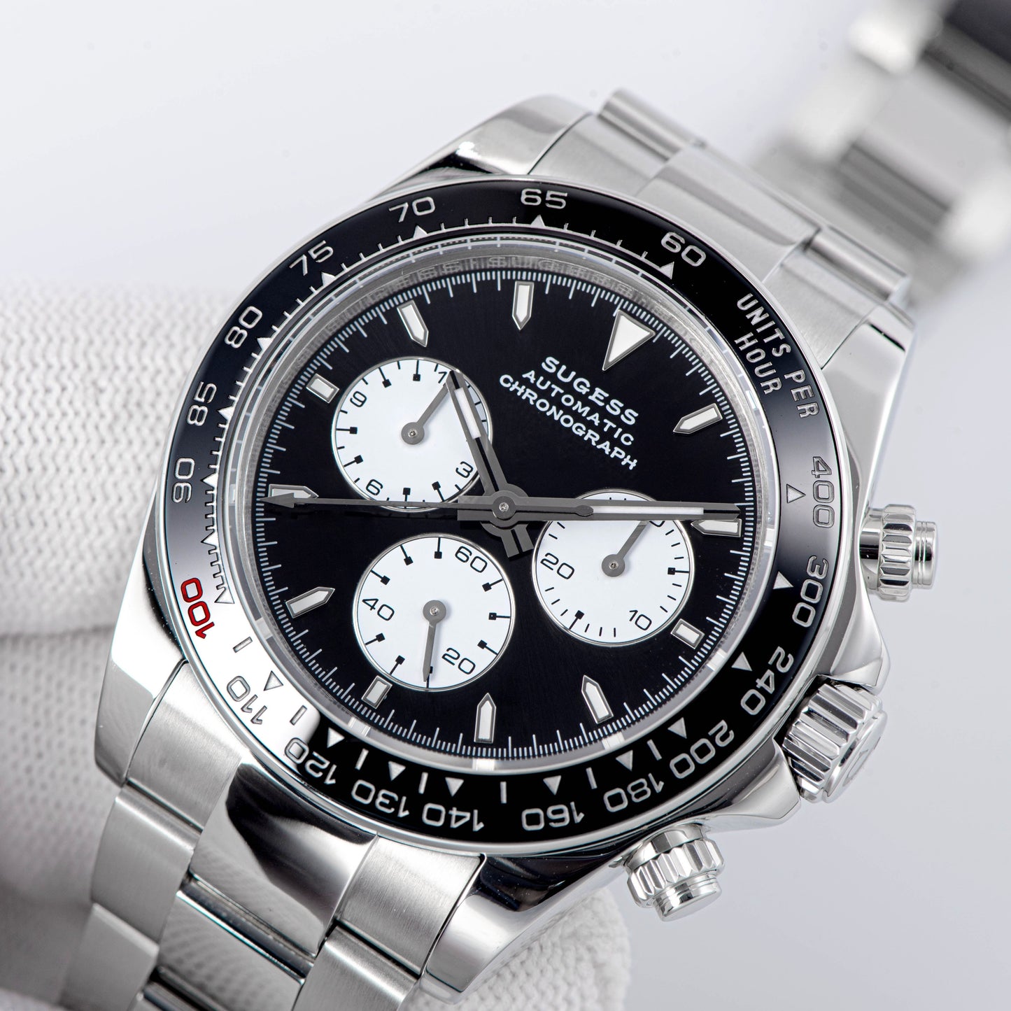 Automatic Chronograph 418-2 Ice Panda Dial Ceramic Bezel Professional