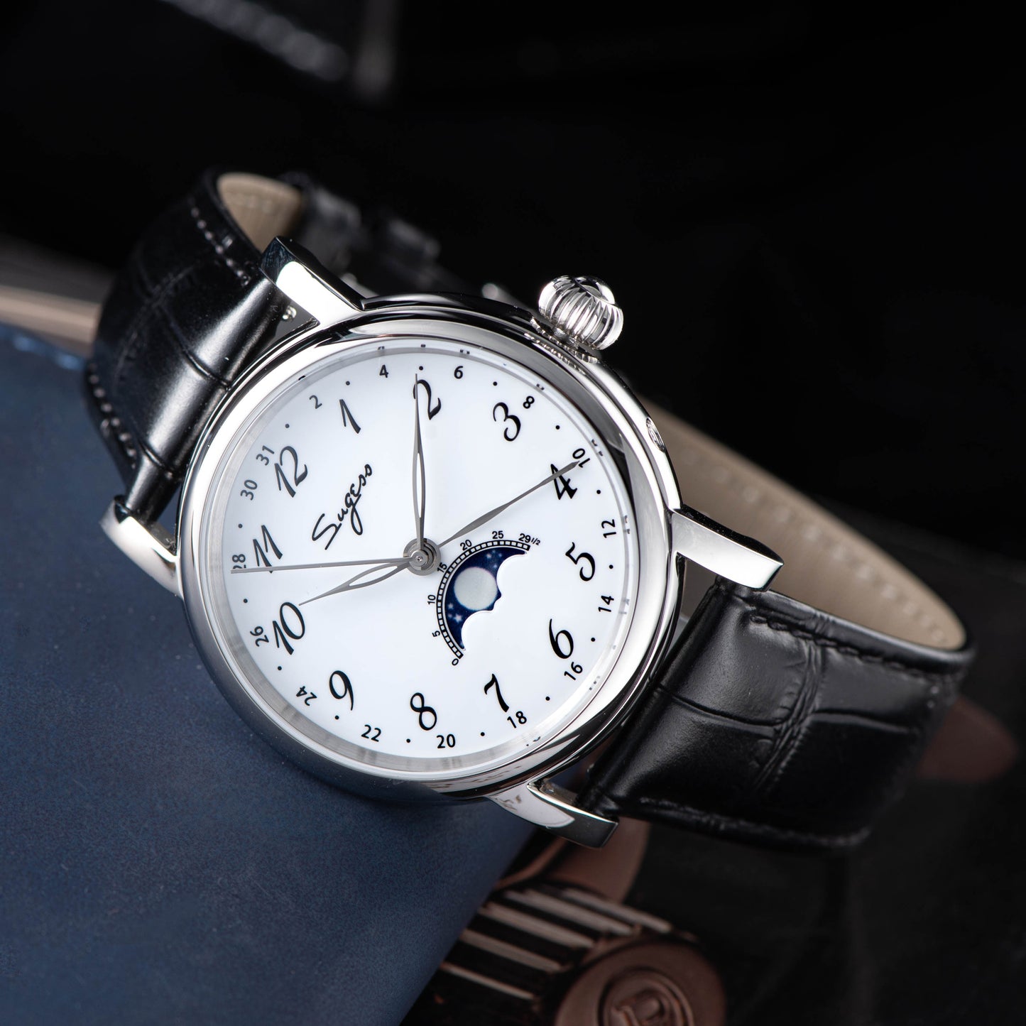 MoonPhase Master 395-2 Moon Phase Automatic Enamel Dial