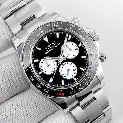 Automatic Chronograph 418-2 Black Dial Ceramic Bezel Professional