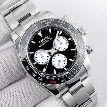 Automatic Chronograph 418-2 Ice Panda Dial Ceramic Bezel Professional