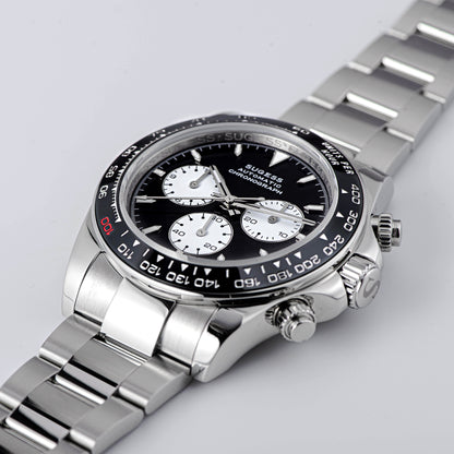 Automatic Chronograph 418-2 Black Dial Ceramic Bezel Professional