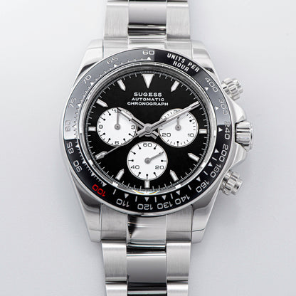 Automatic Chronograph 418-2 Ice Panda Dial Ceramic Bezel Professional