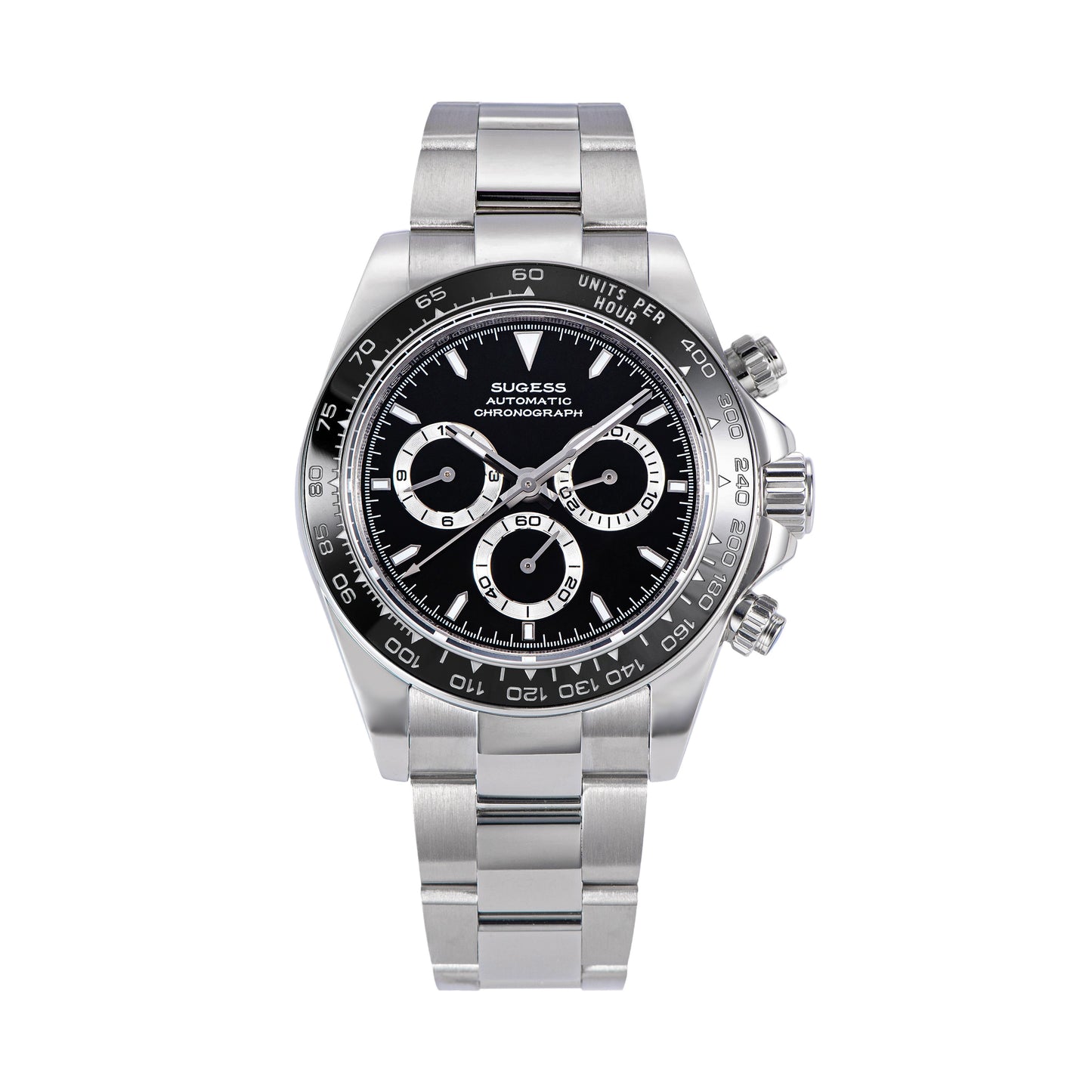 Automatic Chronograph 418-2 Black Dial Ceramic Bezel Professional