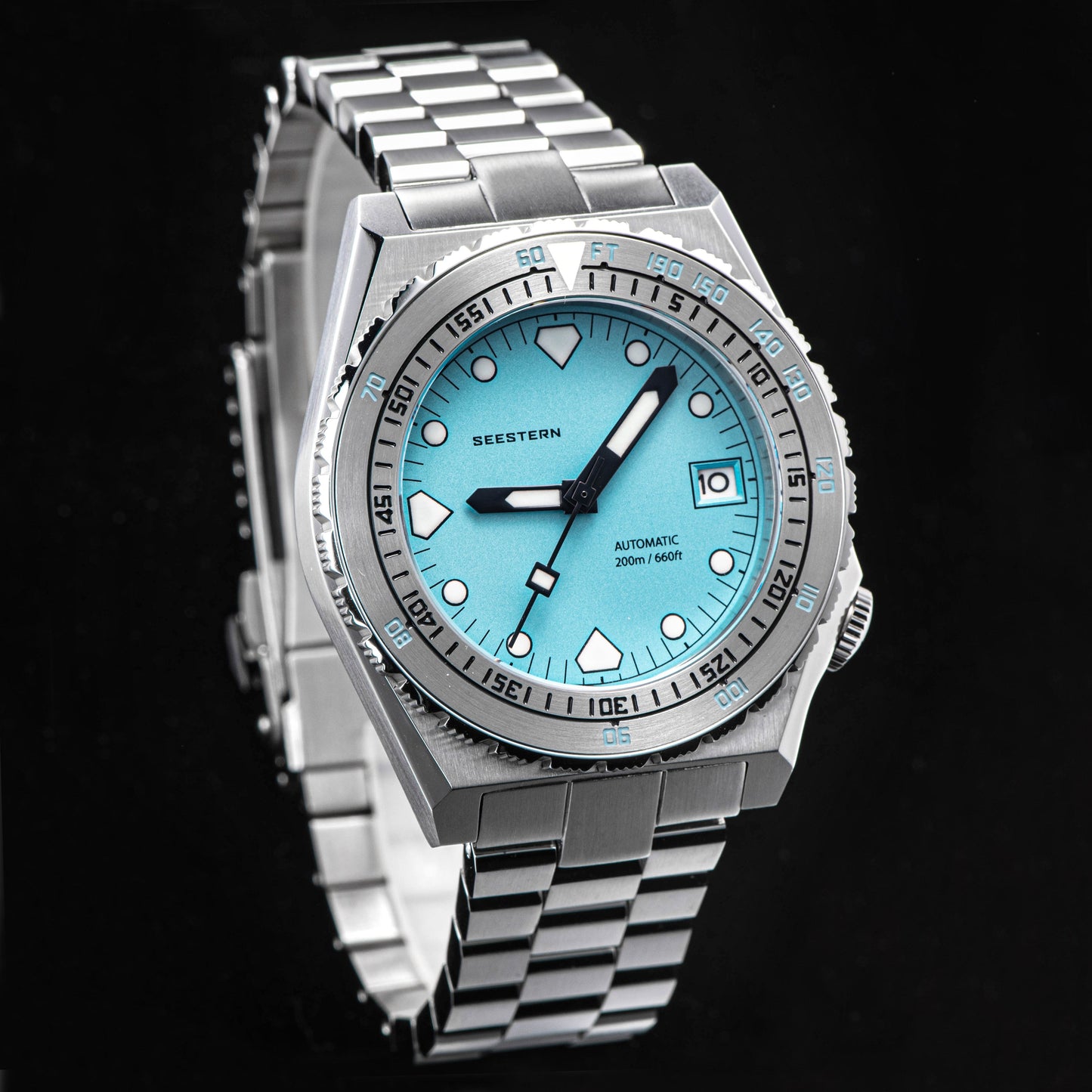 Seestern Vintage 407 600T Light Blue Dial Ceramic Bezel