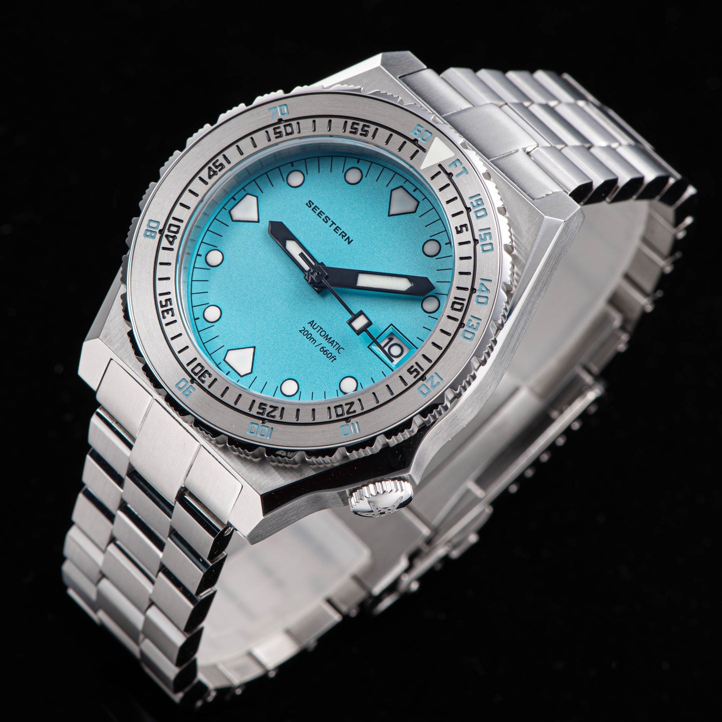 Seestern Vintage 407 600T Light Blue Dial Ceramic Bezel