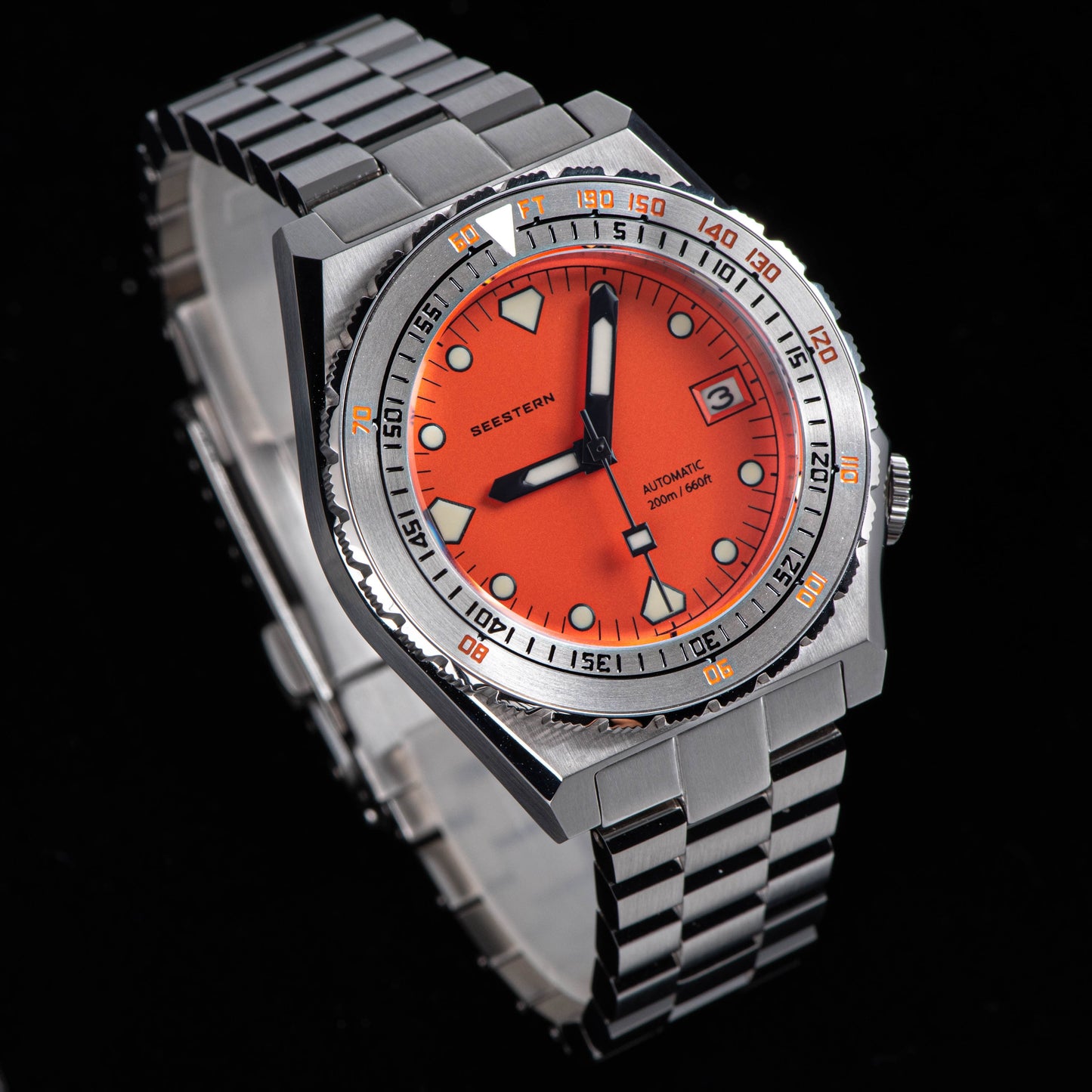 Seestern Vintage 407 600T Orange Dial Ceramic Bezel