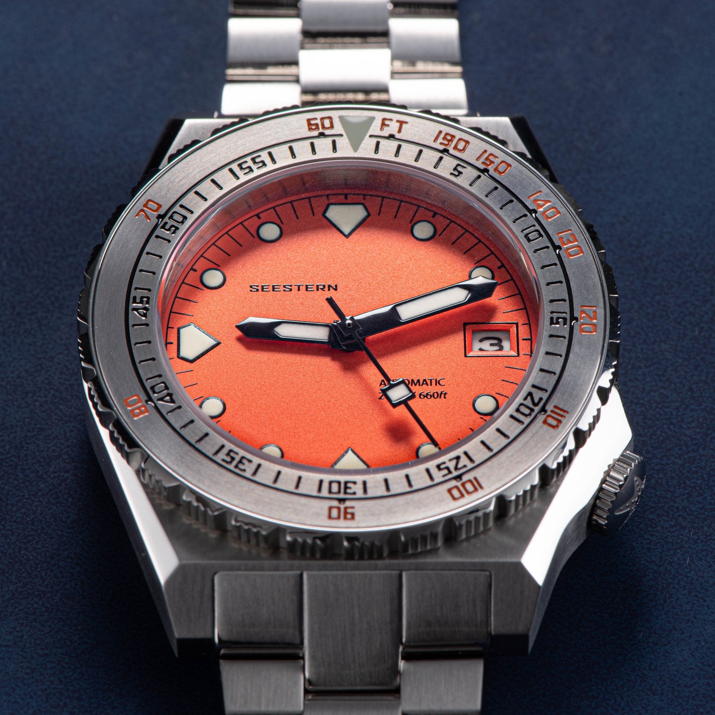 Seestern Vintage 407 600T Orange Dial Ceramic Bezel