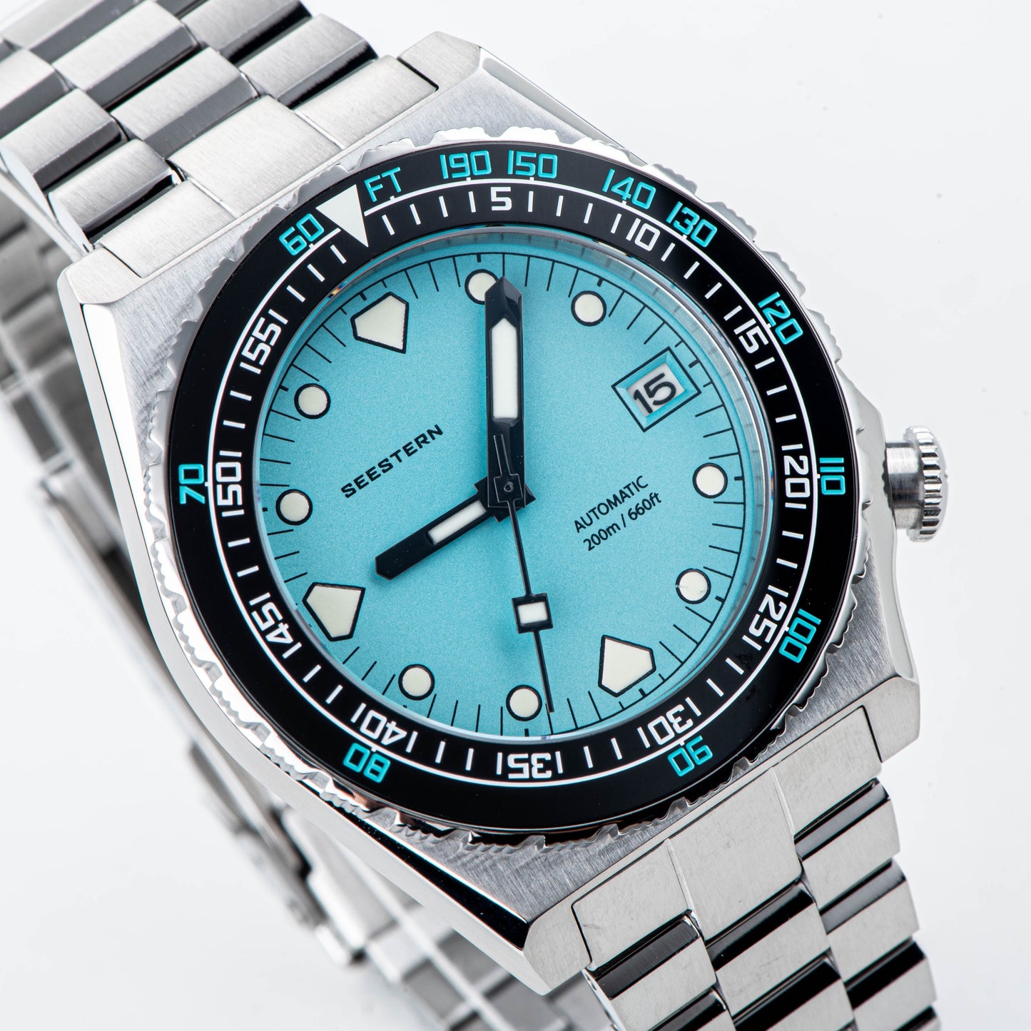 Seestern Vintage 407 600T Light Blue Dial Ceramic Bezel