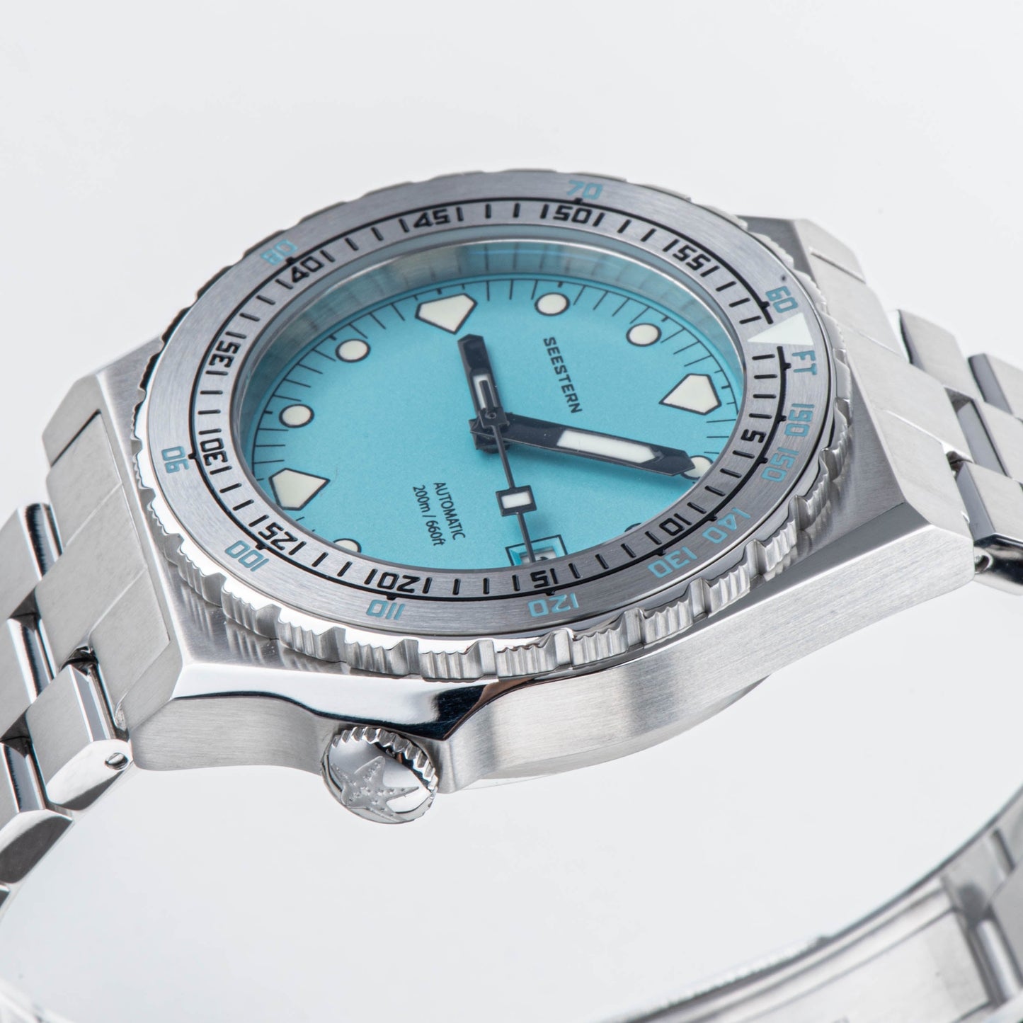 Seestern Vintage 407 600T Light Blue Dial Ceramic Bezel