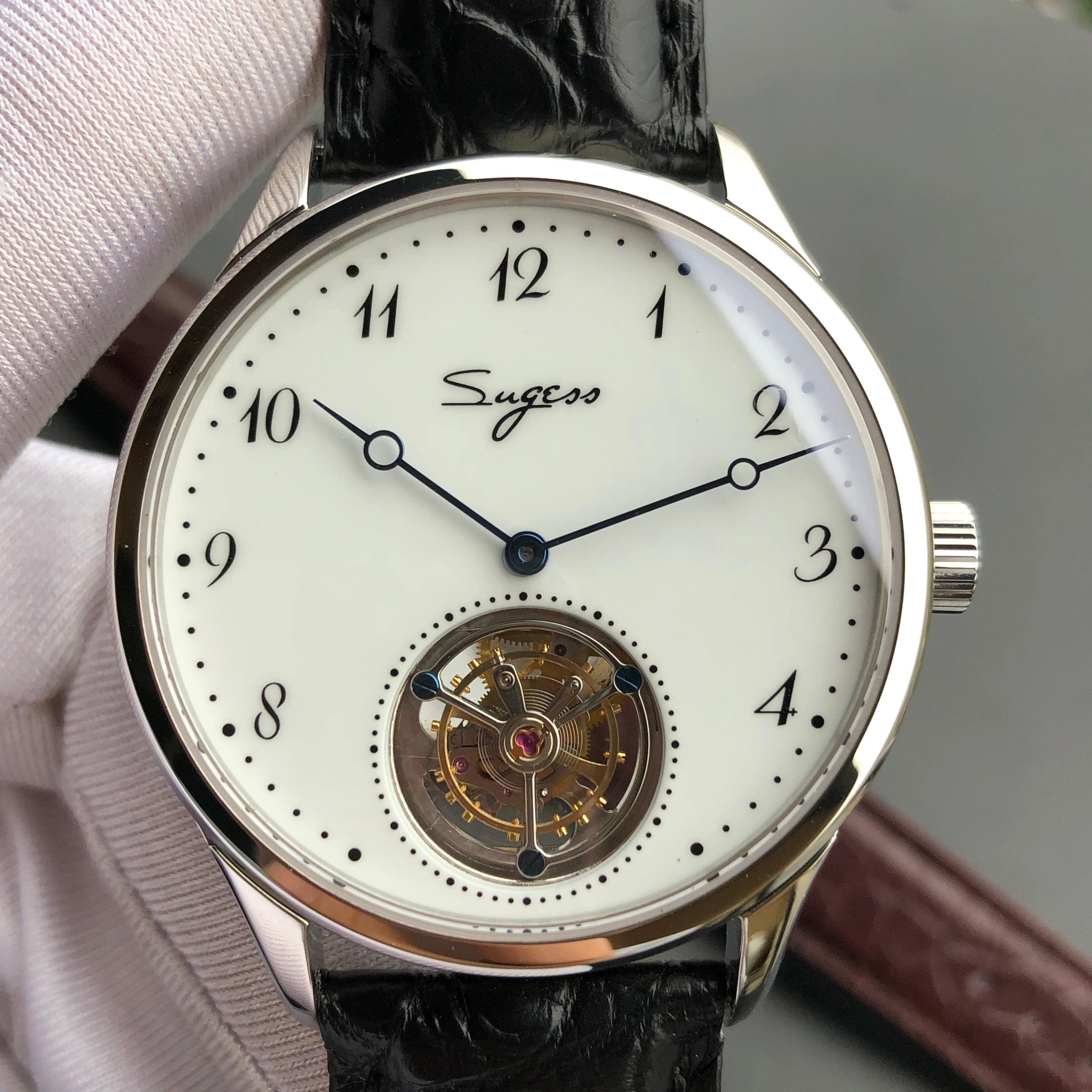 Sugess Logo Customize Enamel Dial Seagull ST8230 Tourbillon