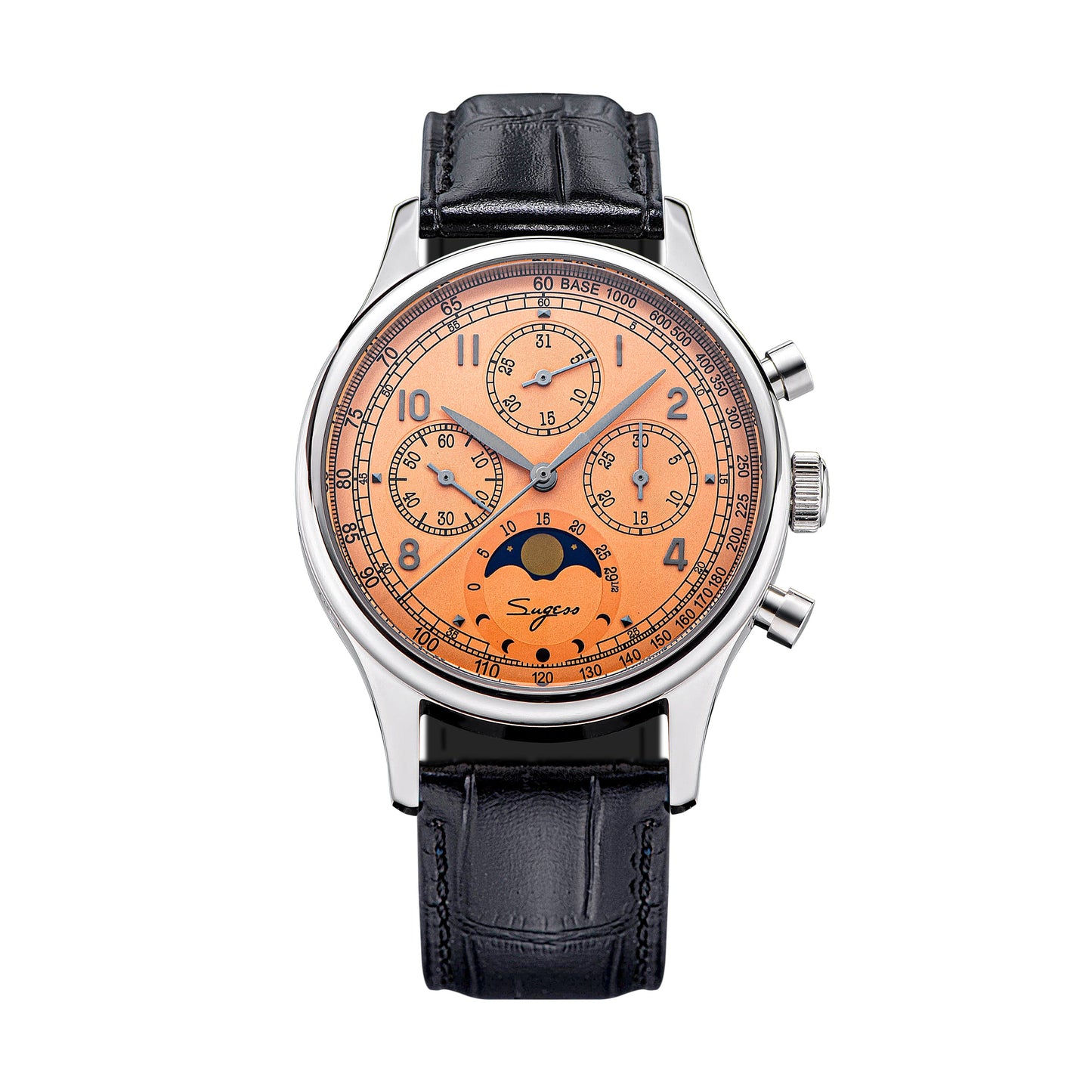 MoonPhase Master 389-2 Salmon Dial Swan Neck Regulator